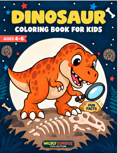 Dinosaur Coloring Book with fun facts for kids ages 4 to 8 by Ruby Moore